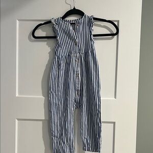 H&M Blue and White Striped Sleeveless Bodysuit